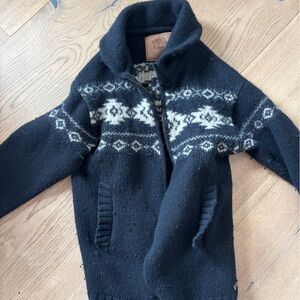 Roots Vintage Wool Sweater, Navy and White, M